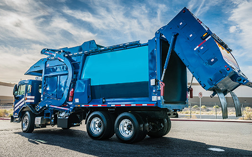 Blue Refuse Truck