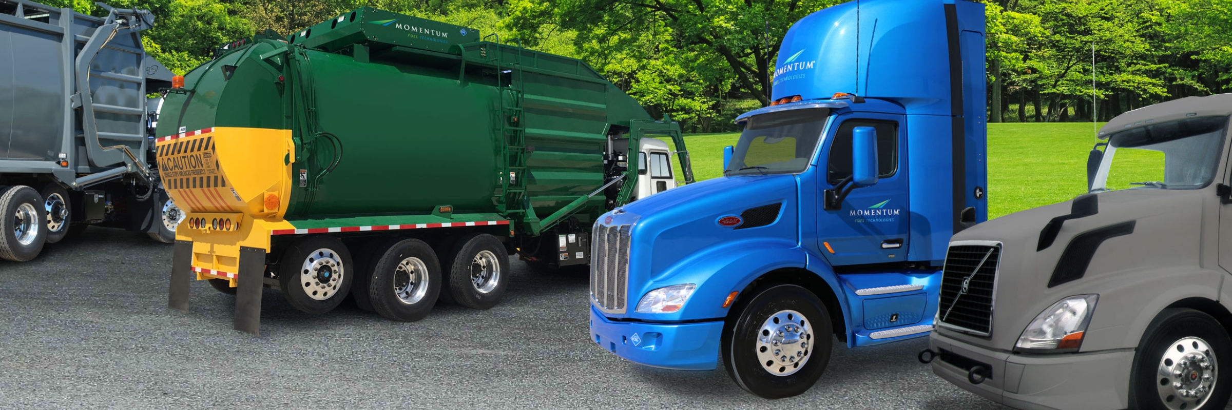 Line up of trucks with CNG fuel systems