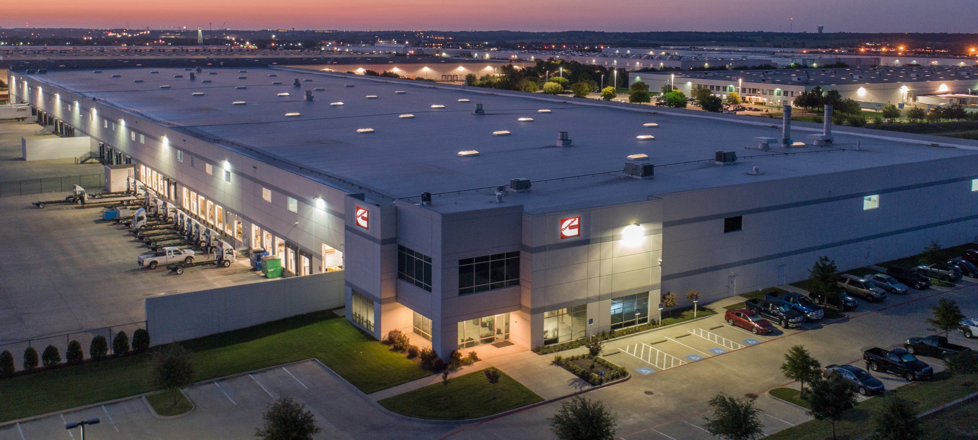 Bird's eye view of Cummins Clean Fuel Technologies building